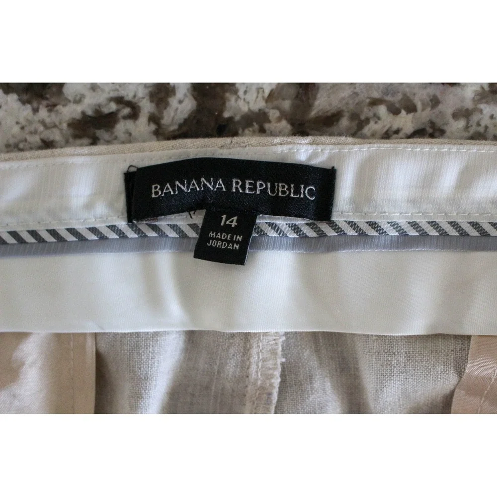 Banana Republic Pants Womens 14 Ivory 100%‎ Linen Straight Leg Trousers Avery